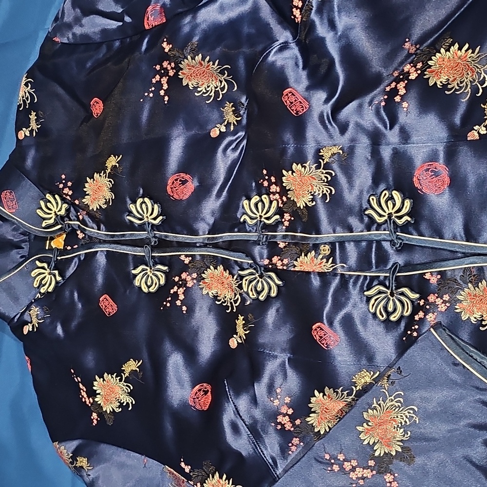 Vintage Elegant Satin Floral Embroidered GOLDEN CAMEL SHANGHI CHINA Jacket - Picture 2 of 10